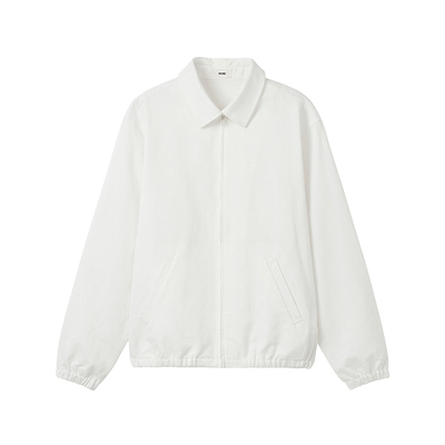 440ME女装新品简约宽松翻领棉亚麻混纺白色休闲夹克外套FDSS0240W