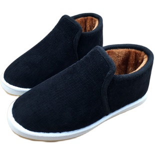 老北京手工布鞋男中老年加厚高帮保暖鞋冬季女套脚防滑平跟布棉鞋