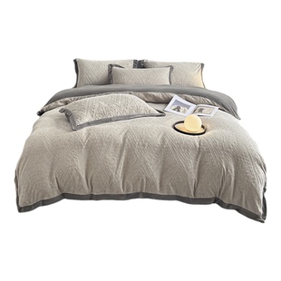 新款牛奶绒冬季加绒加厚欧式雕花双面绒四件套床单床笠款床上用品