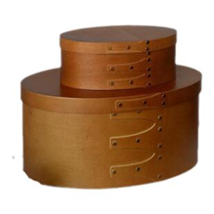 沐野 日式复古收纳盒手工木制craster夏克盒小众简约椭圆形收纳筐