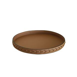 LamomeDeco高端皮革圆形香水香薰托盘客厅茶几装饰收纳盘茶盘摆件
