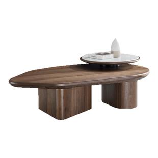 媚丽空间现代简约客厅家用小户型轻奢感设计师款胡桃木色茶几组合