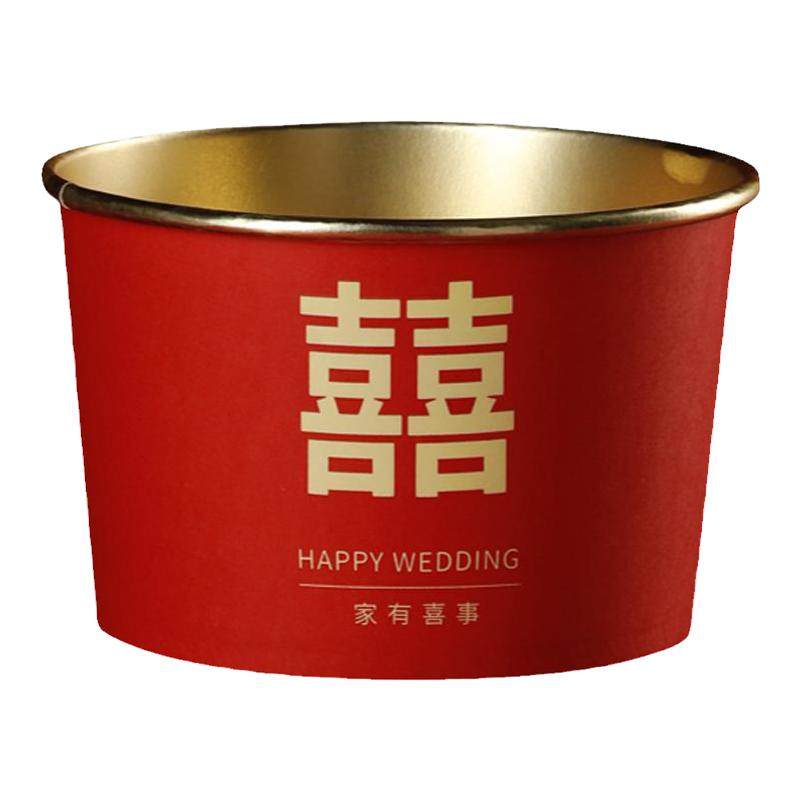 结婚金箔纸杯纸碗套装丨喜庆用品