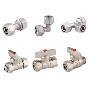 天一 金牛全铜铝塑管接头配件太阳能1216弯头三通内外丝阀门球阀