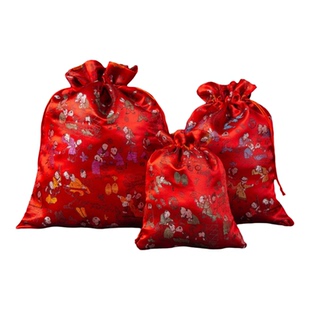 子孙袋红色百子袋结婚陪嫁新娘嫁妆子孙兴旺代代相传百子图束口袋