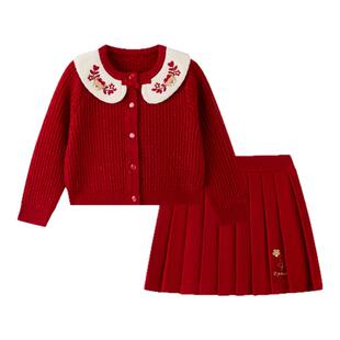 【新年】PawinPaw卡通小熊童装26年新款女宝宝毛织套装裙两件套