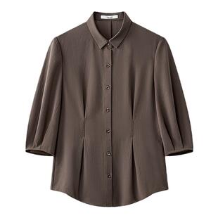 Laurel劳芮新款复古可露丽七分泡泡袖衬衫LWL352C07300