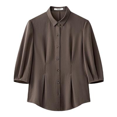 Laurel劳芮新款复古可露丽七分泡泡袖衬衫LWL352C07300