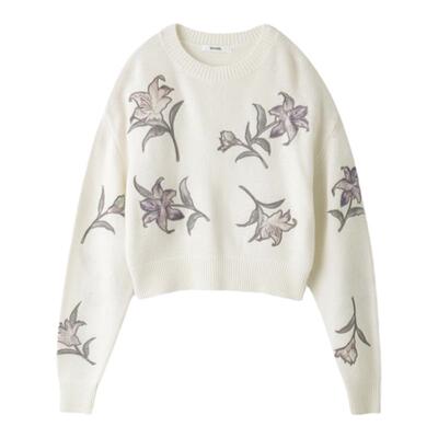 SNIDEL刺绣印花毛衣针织衫圆领