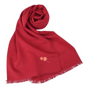 绣娘丝绸100%桑蚕丝真丝绒围巾新年年会送礼礼盒红色围巾保暖百搭