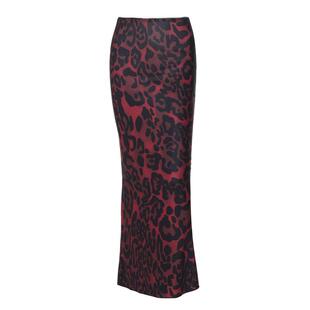 gusty欧美ins风时尚辣妹紫红色豹纹过膝长裙女气质御姐百搭裙子潮