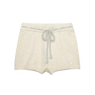 LLANO棱形绞花短裤小巧精致家居裤复古法式休闲裤子宽松女秋冬季