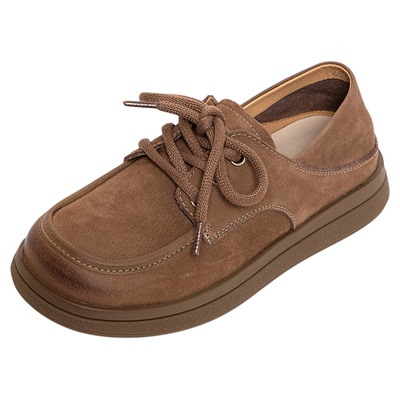 真皮勃肯鞋女2025新款复古英伦小皮鞋软底一脚蹬孕妇妈妈乐福单鞋