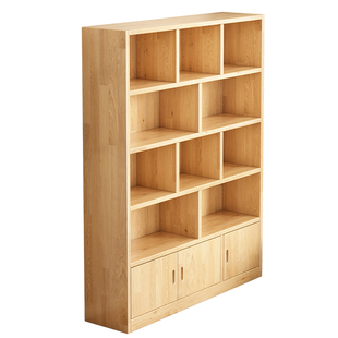 实木书架一体靠墙书柜落地置物架儿童学生家用柜子简易收纳储物柜