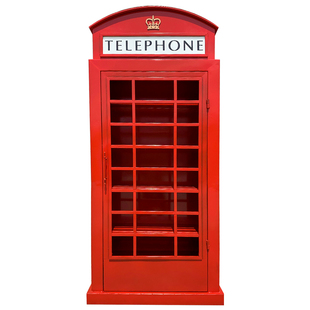 欧式复古工业风金属铁艺伦敦电话亭储物柜家居商场软装饰品摆设
