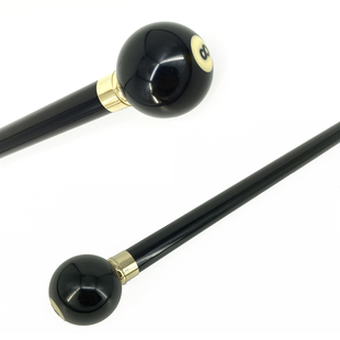 拐杖圆头黑8台球实木手杖老年人文明拐棍 户外徒步登山祝寿送礼品