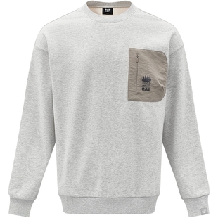 CAT卡特25秋冬新款男士宽松印花异形贴袋套头无帽卫衣商场同款