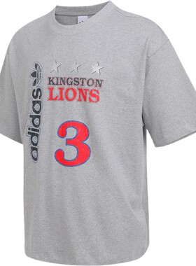 adidas阿迪达斯三叶草男子LIONS运动休闲短袖T恤KF9607