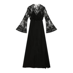 [重工花卉蕾丝]DVF礼服蕾丝裙喇叭袖吊带两件套连衣裙DL4R047