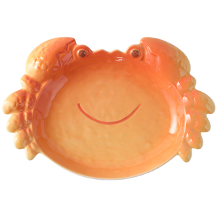 创意螃蟹造型陶瓷碗家用可爱餐具儿童卡通大餐餐具手绘浮雕米饭碗