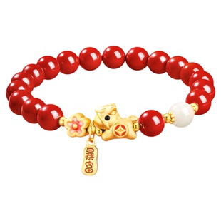 中国黄金央创2026马年本命年手链吉祥佩戴物新年礼物朱砂手串足银