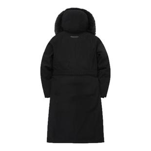 Discovery探索冬户外长款90鹅绒700蓬收腰毛领连帽保暖羽绒服女