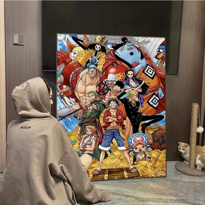 海贼王数字油画2024新款手工diy填充手绘填色涂色装饰画路飞索隆
