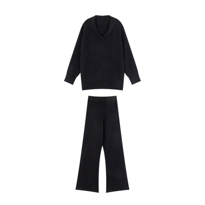 慵懒风针织毛衣微喇休闲裤两件套
