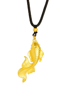 久不掉色越南沙金大鱼海棠项链吊坠沙金锦鲤毛衣链黑绳古风饰品