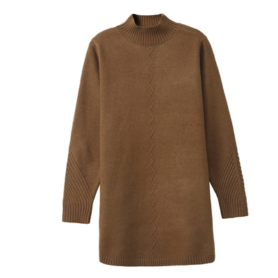 恒源祥半高领羊毛衫中长款毛衣裙