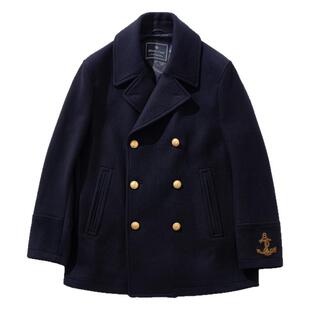 25秋冬进口澳洲羊毛海军PEA-COAT双排金扣复古派克短大衣