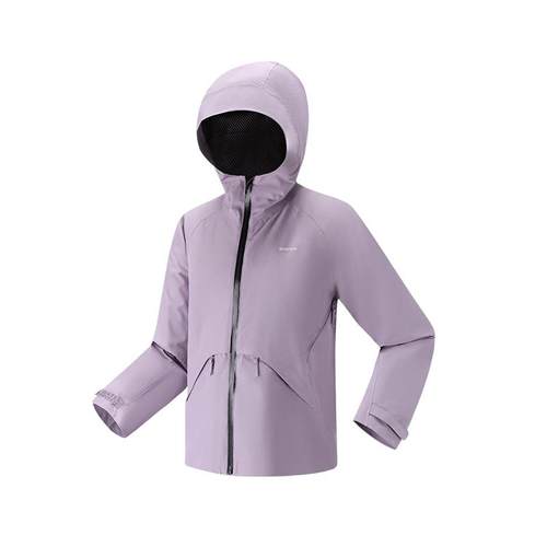 迪卡侬儿童冲锋衣女款防水登山服秋冬季MH100抓绒三合一外套KIDS