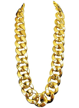 嘻哈大金链子大金表年会演出道具塑料假金超粗金项链仿真土豪配饰