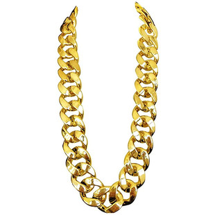 嘻哈大金链子大金表年会演出道具塑料假金超粗金项链仿真土豪配饰