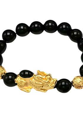沙金貔貅手链男女款红黑绿玛瑙