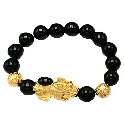 沙金貔貅手链男女款红黑绿玛瑙