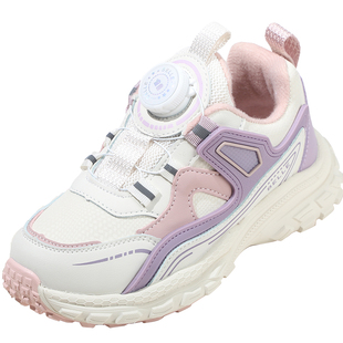 百丽童鞋女童加绒保暖运动鞋男童冬季时尚老爹鞋旋转扣软底跑步鞋