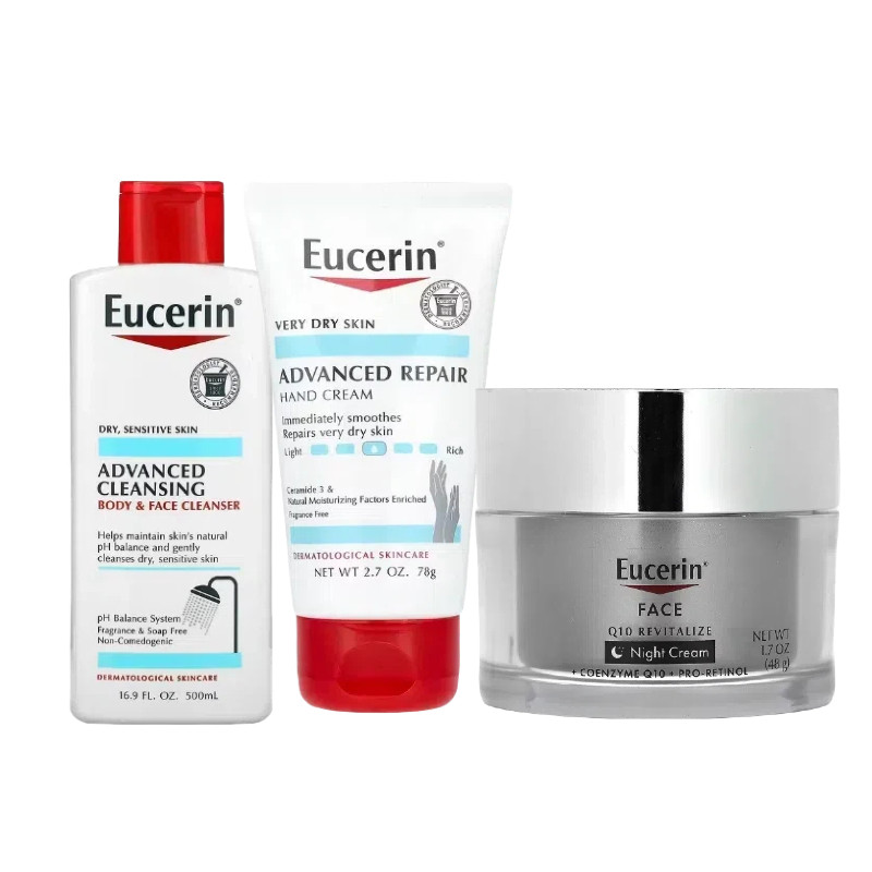 Eucerin优色林补水胶束水+透明质酸高级身体面部清洁剂足部舒缓霜