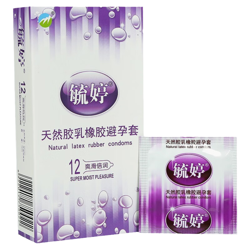 毓婷 天然橡胶胶乳男用避孕套（爽滑倍润）12只/盒