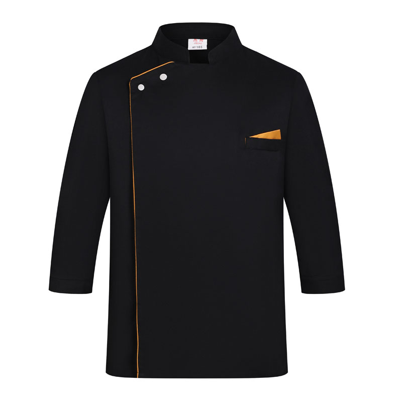 厨师上班工作服黑色秋冬男酒店饭店食堂餐饮后厨厨师工服七分袖