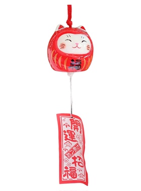 达摩好运招财猫夏日阳台车挂风铃