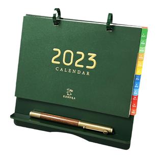 2026年新款木架台历商务简约横版日历效率本 创意金圈日程桌面本