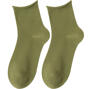 袜子女纯棉春秋款中筒袜无骨卷边松口月子2026新款爆款配小皮鞋