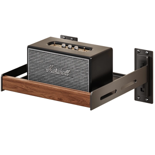 胡桃木音响支架壁挂式墙上马歇尔哈曼卡顿专用托盘置物架子中古风