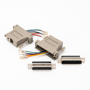 DB25公母并口转RJ45母接头 网口线转并口电脑头 Rj45转BD25并口