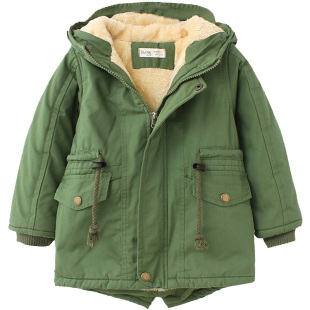 热卖爆款冬季男女童加绒加厚燕尾服棉风衣外套儿童中小童棉服纯棉