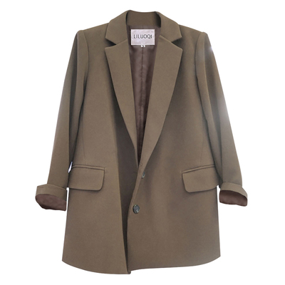 咖啡色西装外套女春秋季新款