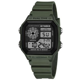 SYNOKE轻薄方形经典学生手表电子表夜光防水运动男士小方块腕表