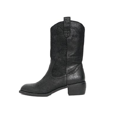 ABT-L【日落牛仔靴】西部中长筒牛皮靴复古显瘦2025冬季骑士靴女