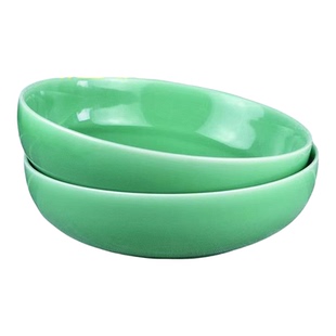 微瑕陶瓷深盘8英寸汤盘菜盘餐具圆形家用中式二等品餐具7寸深盘子